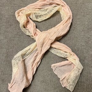 Womens light pink lace scarf.